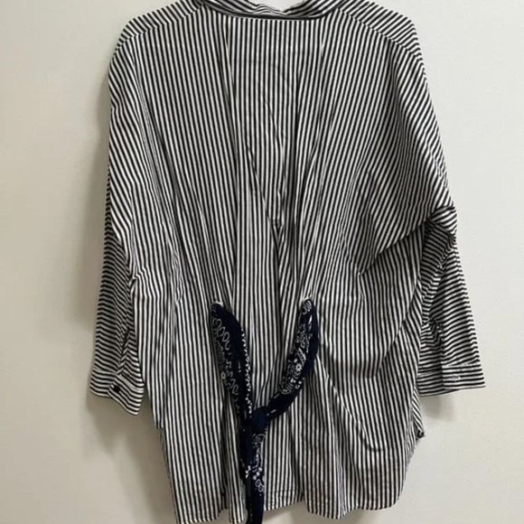 Zara Striped Shirt with Bandana Tie M - Picture 7 of 7